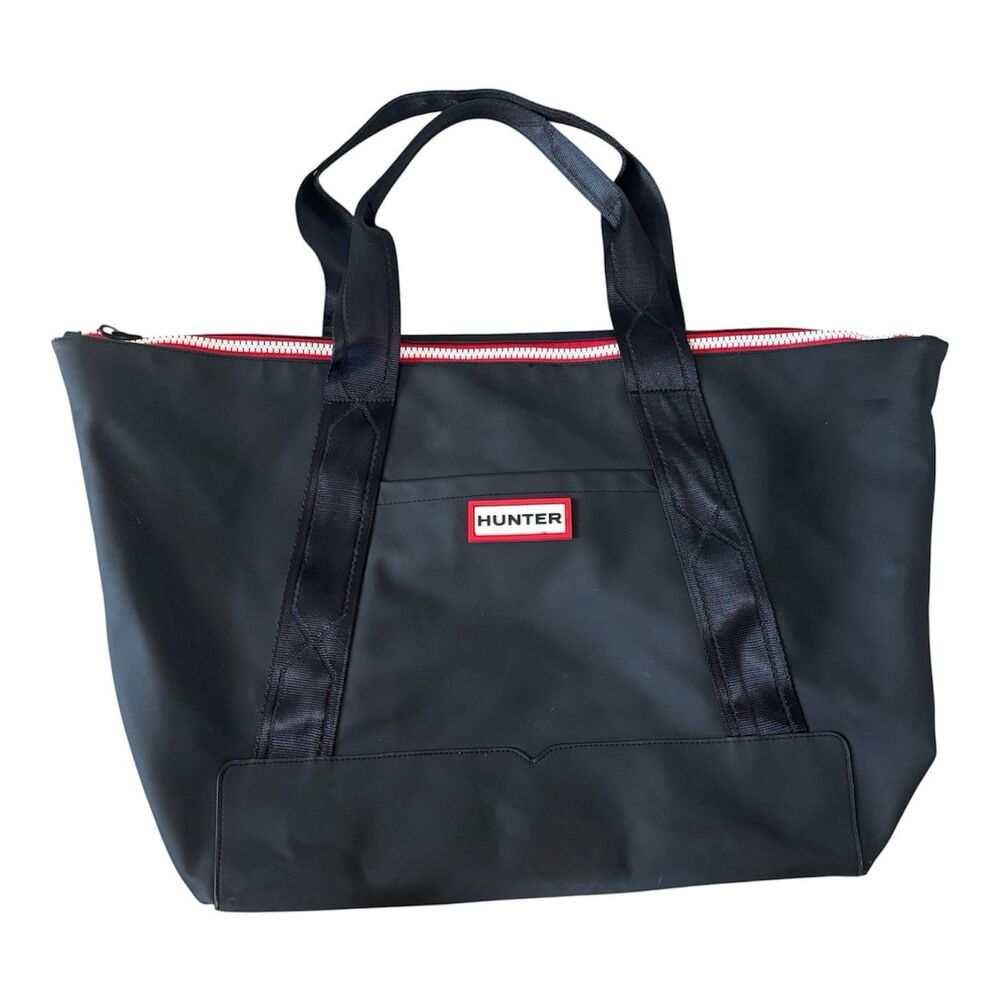Hunter For Target Black Red Canvas Rubber Extra Large Tote CarryOn Weekender Bag
